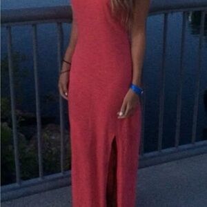 Express Orange Pink Sleeveless Halter Maxi Dress